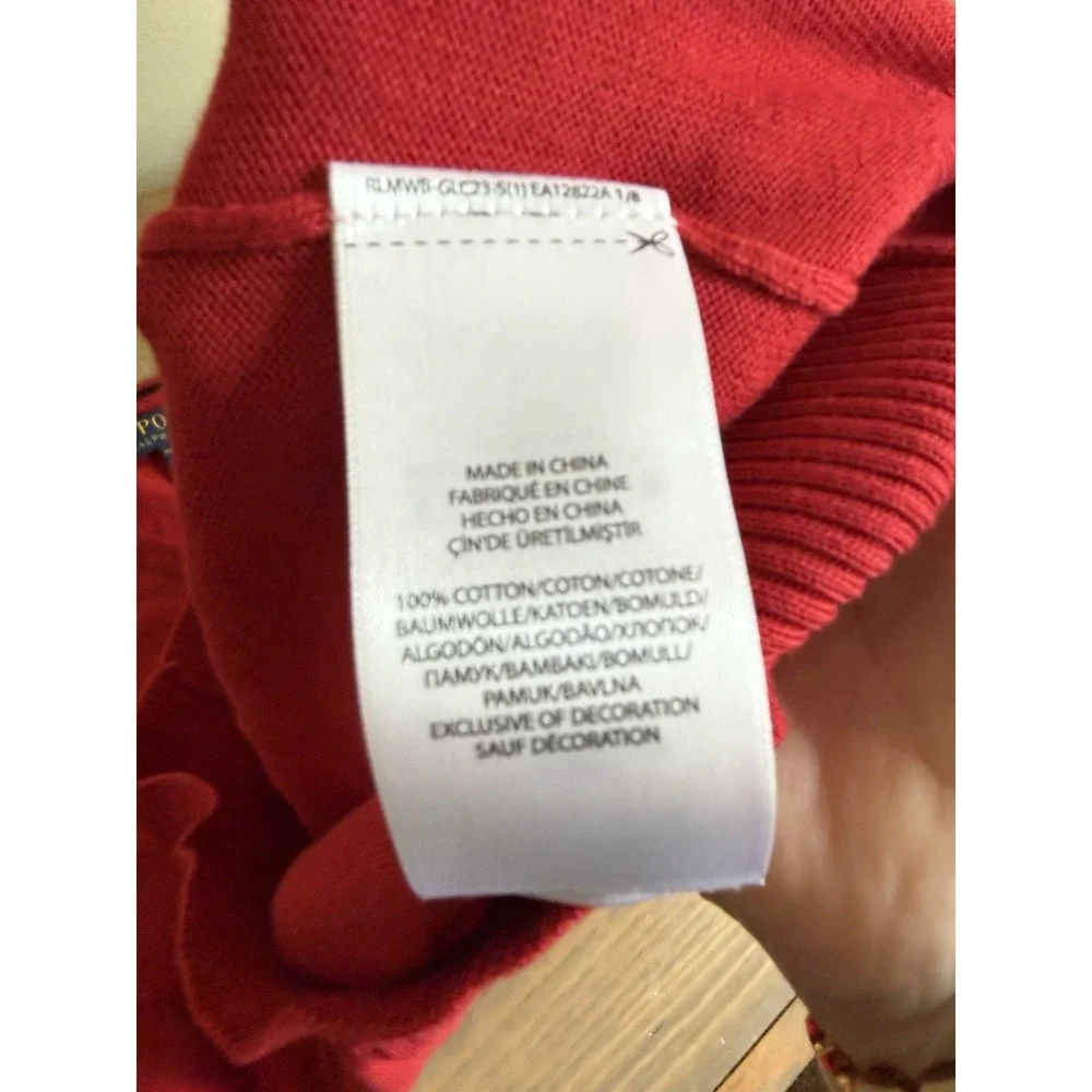 Polo Ralph Lauren Boys XL Red Long Sleeve V-Neck Sweater Christmas Holidays